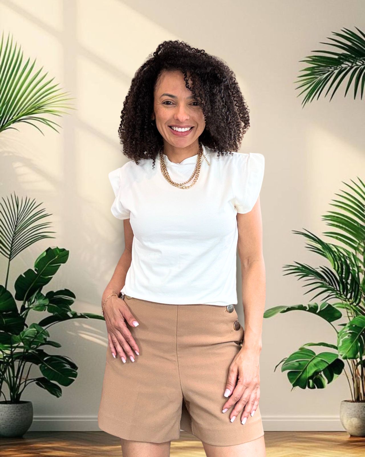 Linen Cap Sleeve Blouse