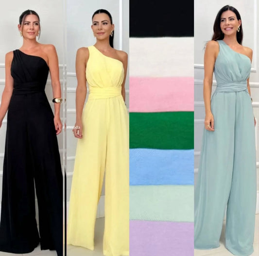 One-Shoulder Fun: Colorful One-Piece Jumper